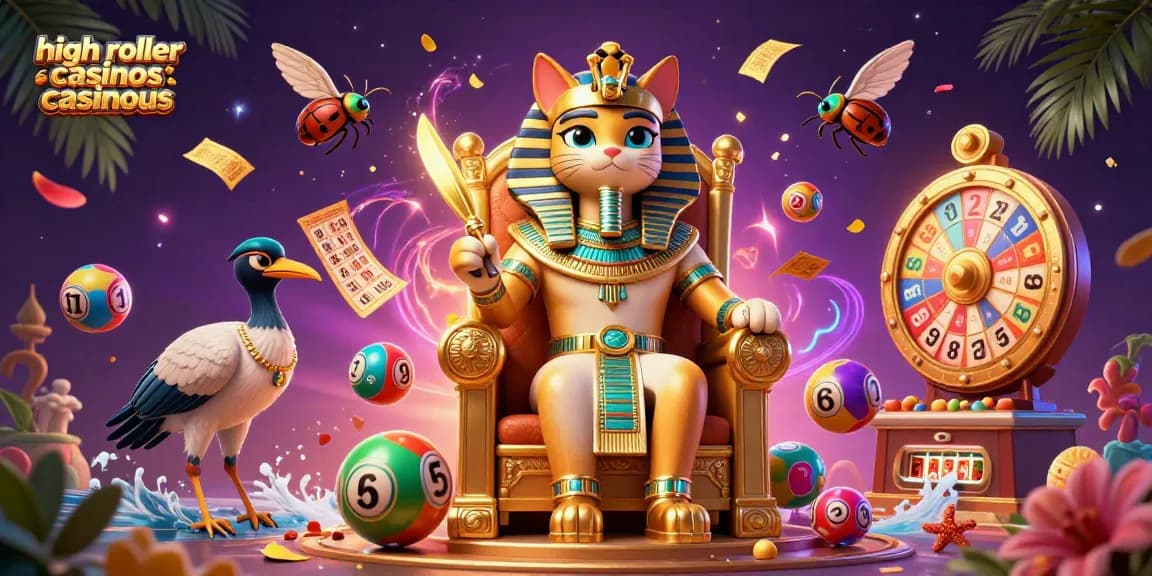 Experience high roller casinos casinous with vibrant 3D illustration of gamblers and games.