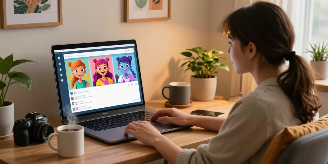 Engaging chat session on crush on ai with colorful avatars in a cozy home office.